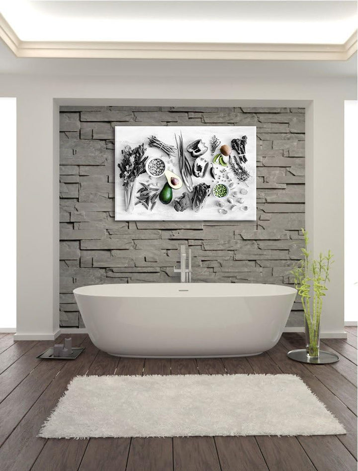 schöne Gemüse und Obst Vielfalt schwarz/weiss Format: 100x70 auf Leinwand, XXL riesige Bilder fertig