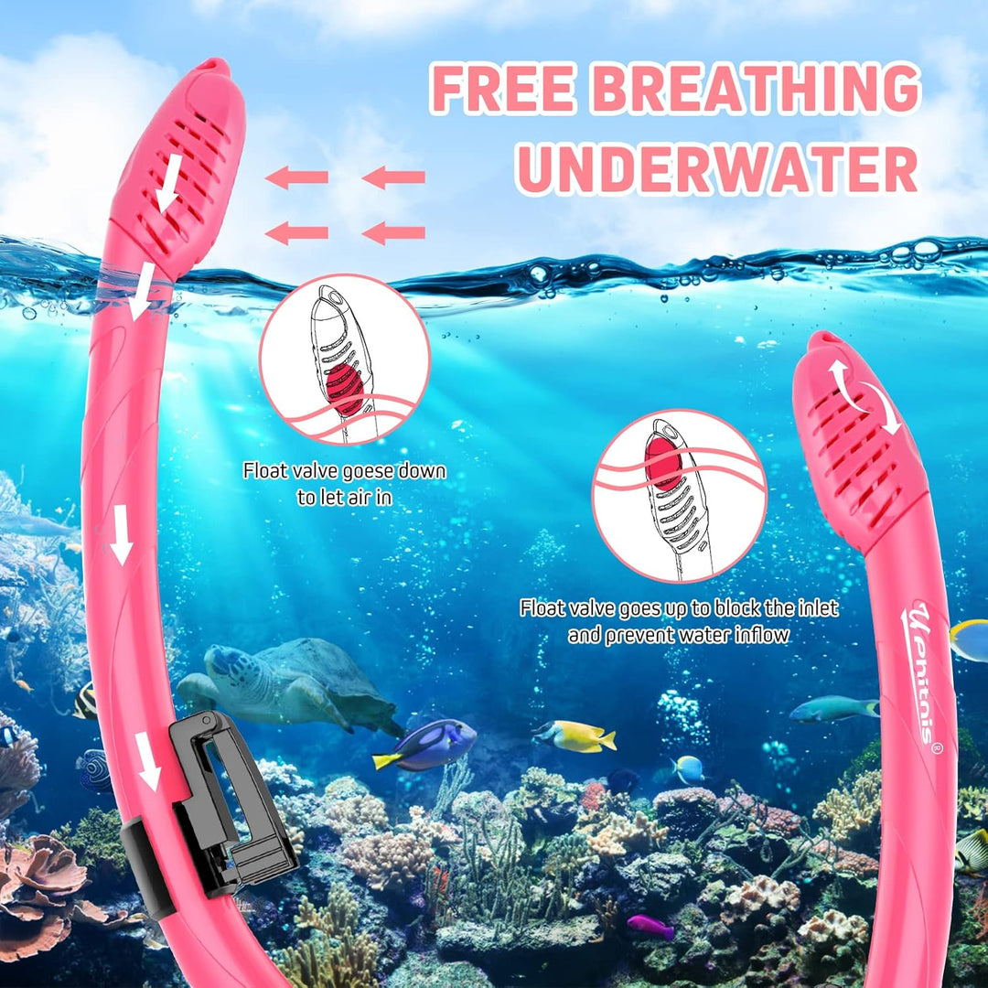 UPhitnis Schnorchelset Kinder mit Flossen,Anti-Fog 180°Panorama Taucherbrille Kinder, Verstellbaren