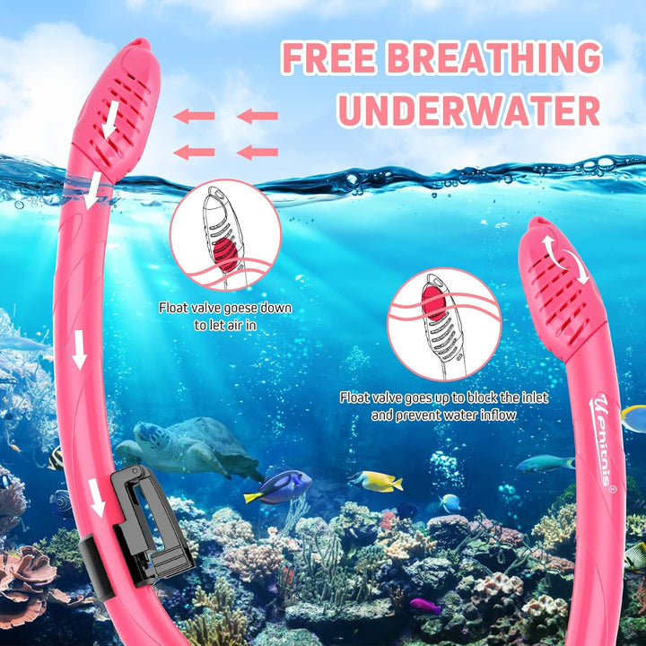 UPhitnis Schnorchelset Kinder mit Flossen,Anti-Fog 180°Panorama Taucherbrille Kinder, Verstellbaren