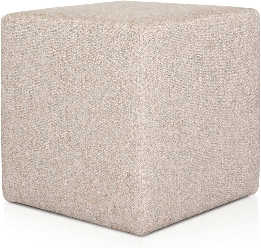 Deshome Pouf hocker Fussstütze 43x43x44 cm Wasserabweisender Stoff: Modernes Design Pouf für Sofa Wo