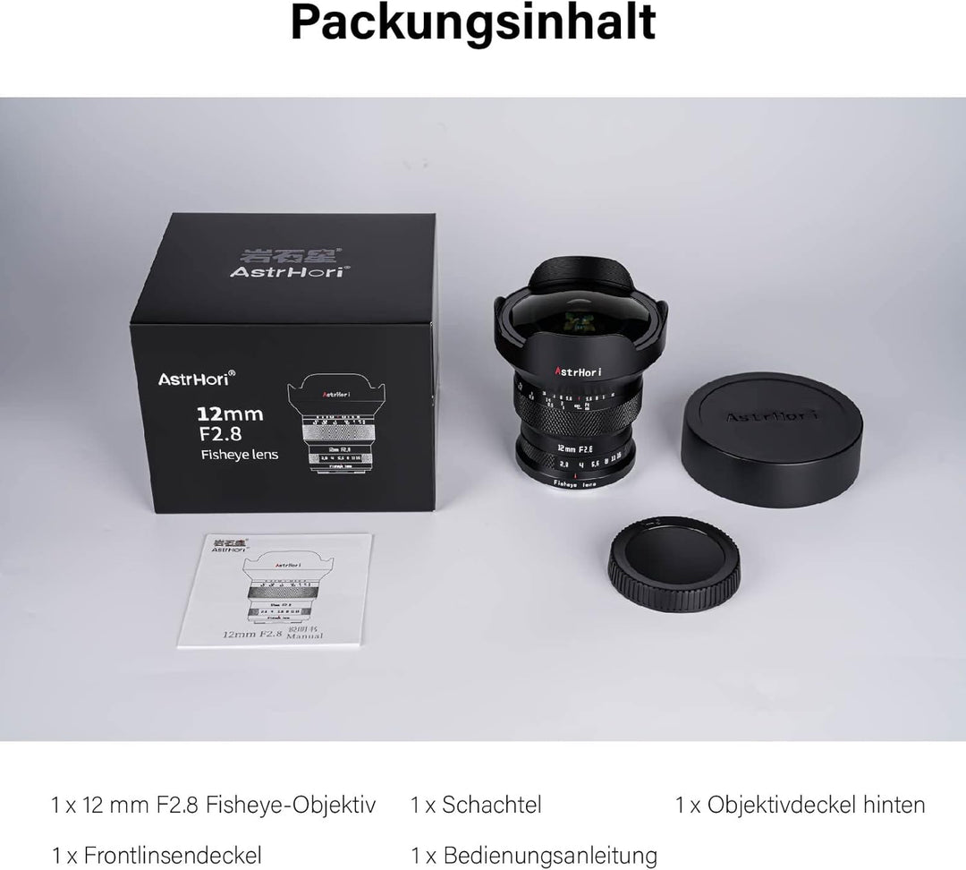 AstrHori 12 mm F2.8 Vollformat Manuelles Fisheye-Objektiv 185 ° Ultra-Weitwinkelobjektiv für Leica/P