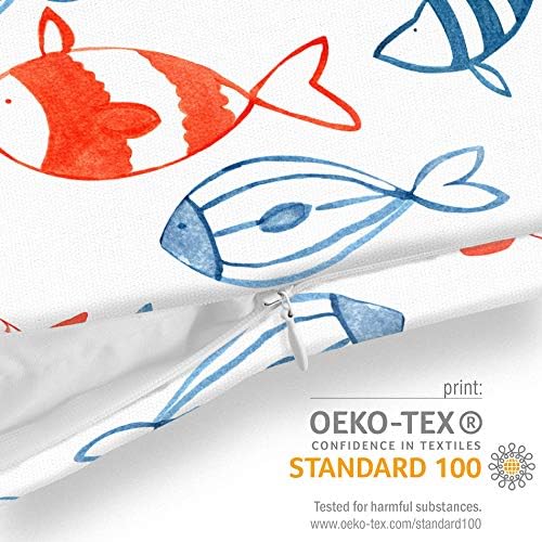 VOID Fischschwarm Blau Rot Kissenbezug Kissenhülle Sofakissen Kissen Deko Outdoor-Kissen Dekokissen,