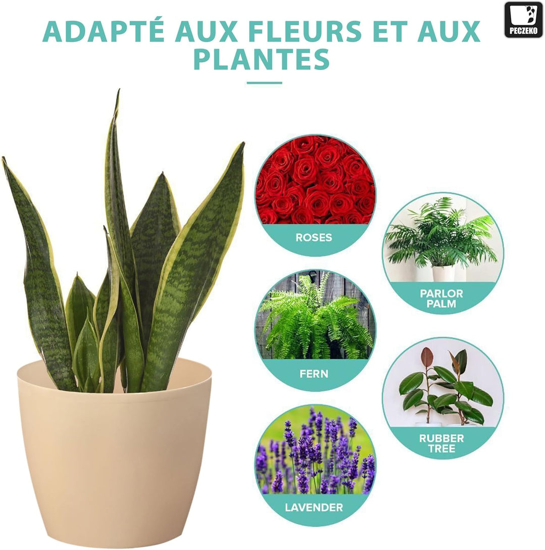 PECZEKO Glänzende Blumentöpfe - Deko Pflanztopf für Blumen & Kräuter - Langlebige & leichte runde Ku