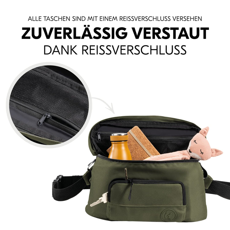 Hauck 2in1 Bauchtasche und Kinderwagentasche, Grosser Kinderwagenorganizer Hüfttasche Crossbody Brus