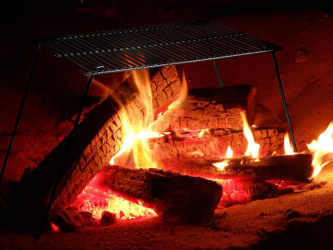 Campinggrill Grillrost, klappbar, 38 cm x 25 cm, rostfreier Stahl, vernickelt