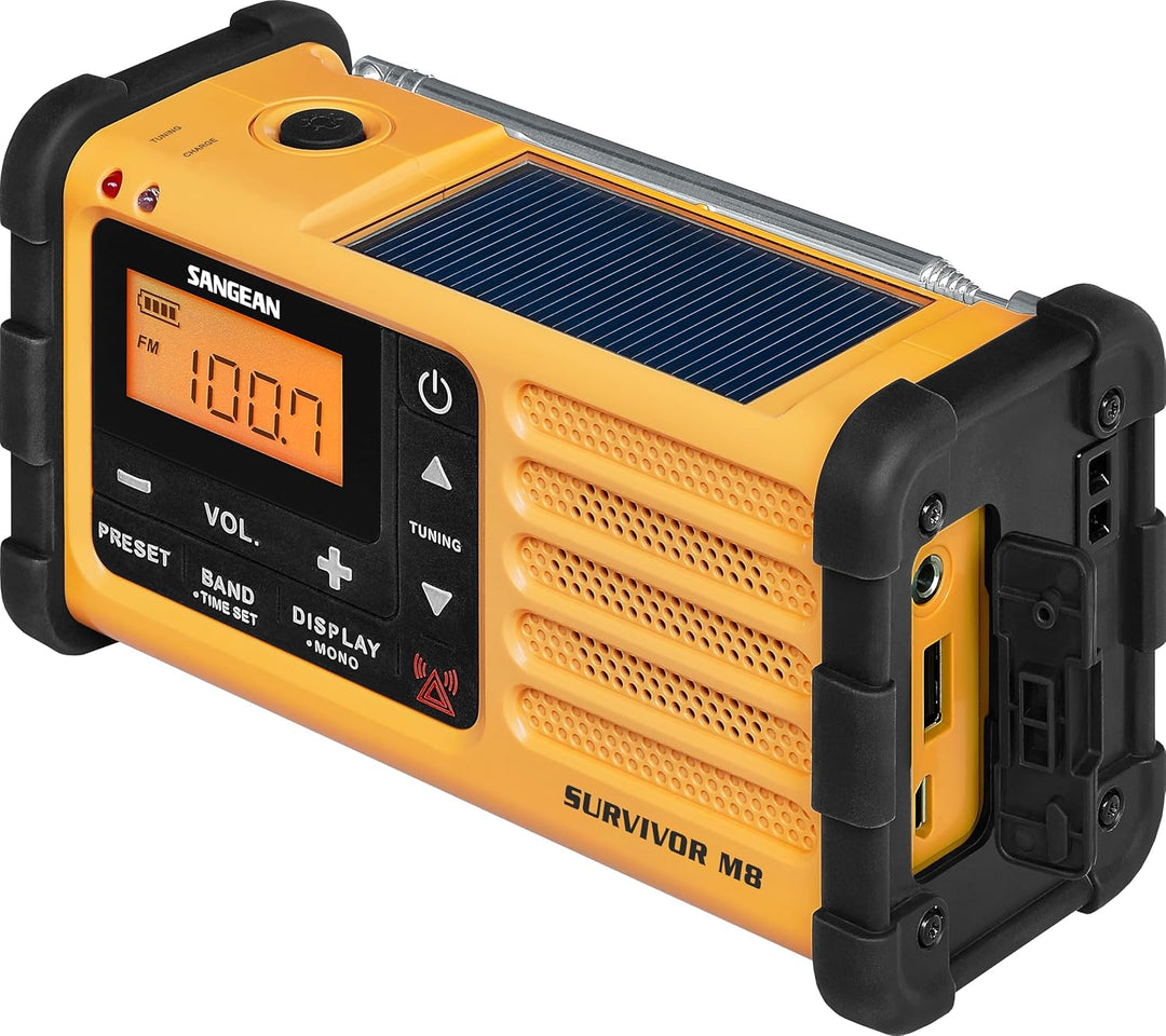 Sangean MMR-88 Tragbares Kurbelradio, Notfall radio mit Taschenlampe und Notfall-Signalton - UKW/MW-