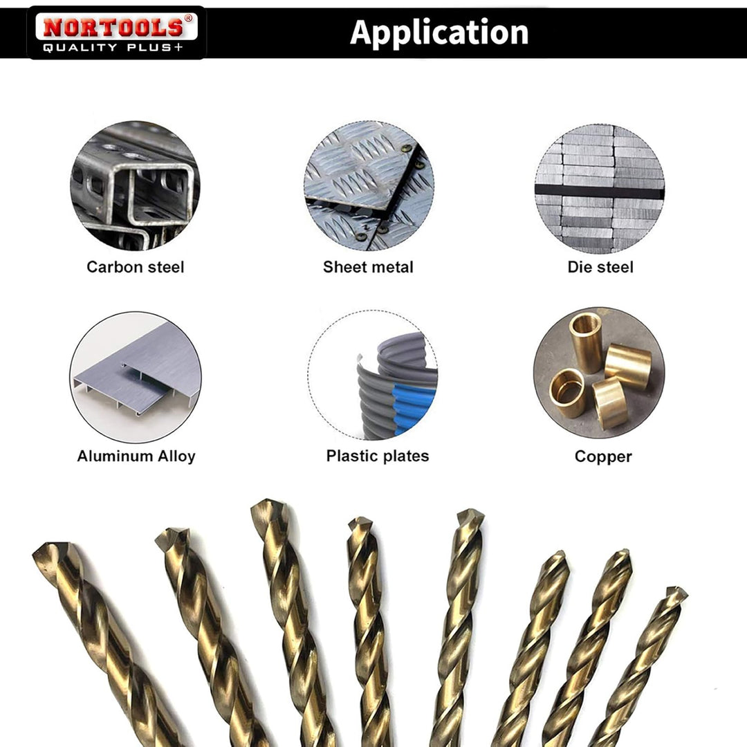 NORTOOLS Metallbohrer Set 25 tlg HSS M35 Cobalt 5% vollständig geschliffene Bohrer 1,0-13 mm Einheit