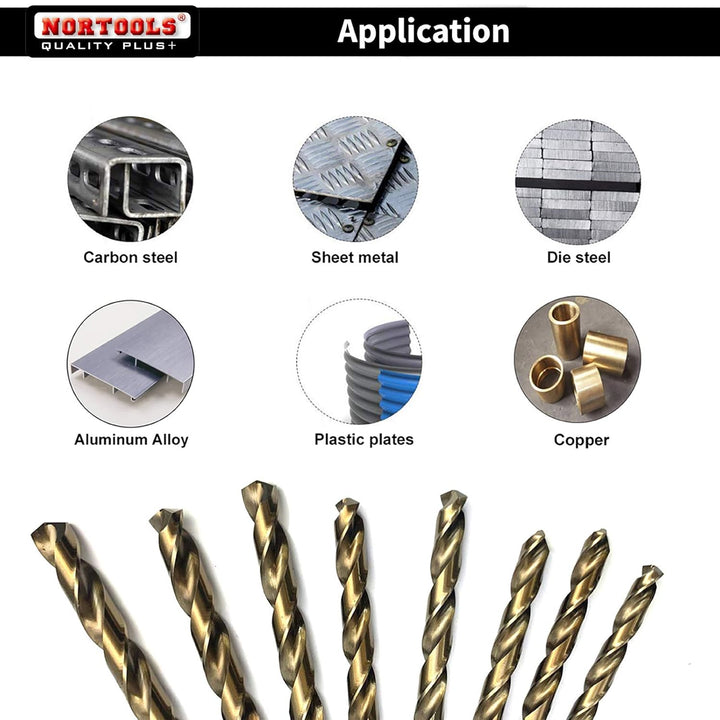 NORTOOLS Metallbohrer Set 25 tlg HSS M35 Cobalt 5% vollständig geschliffene Bohrer 1,0-13 mm Einheit
