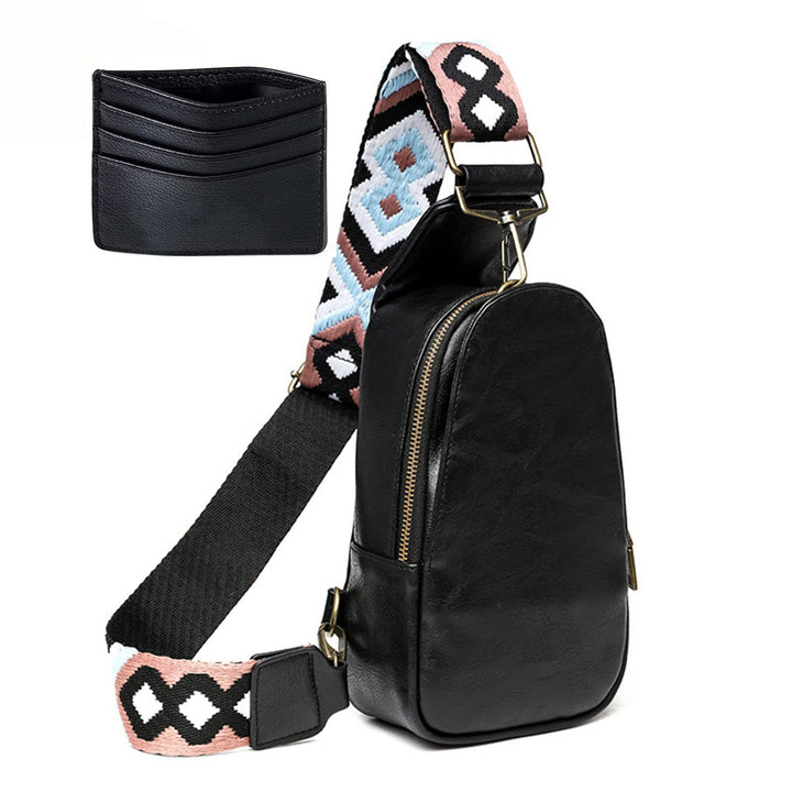 HAWILL Damen Crossbody Bag mit Breiter Gurt Klein Umhängetasche Leder Brusttasche Vintage Schulterta