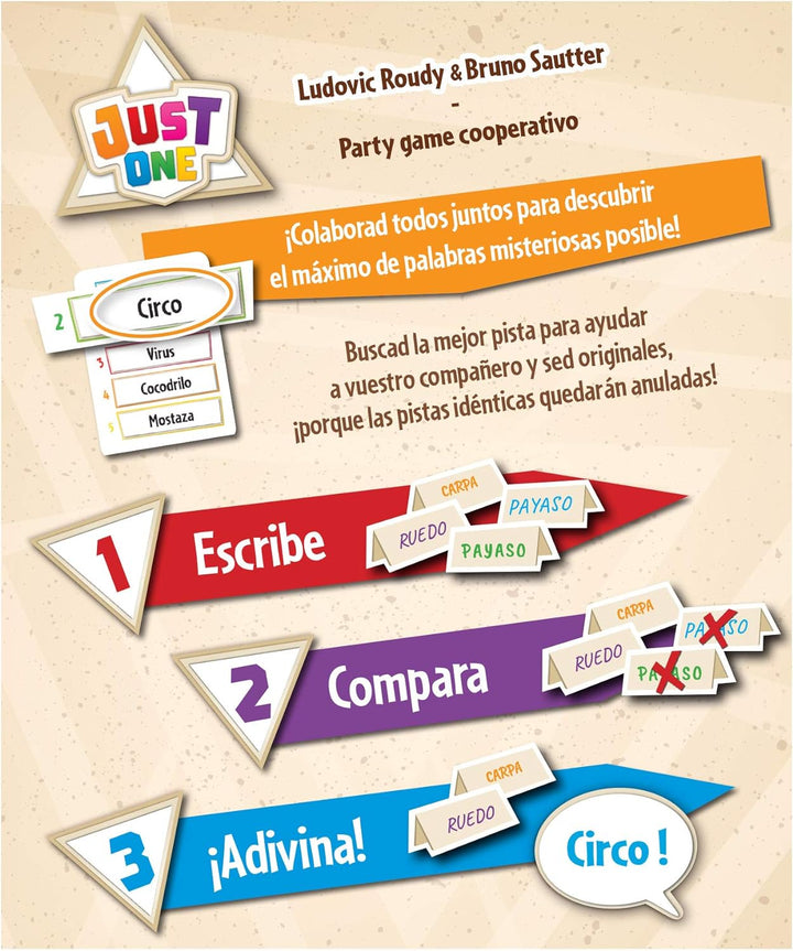 Asmodee Just one – spanisch, Farbe (RPJU0001) - Spanische Sprache