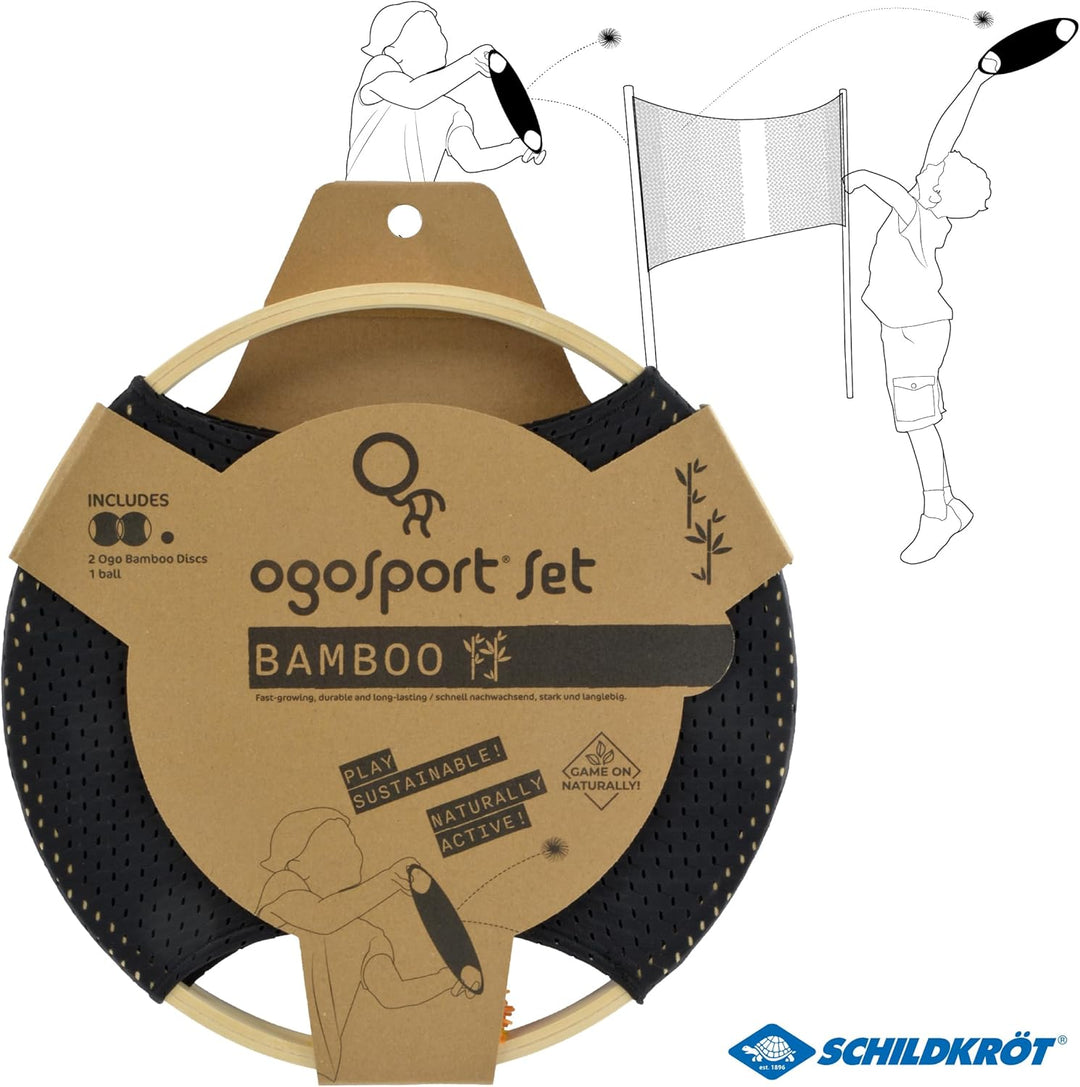 Schildkröt Ogo Sport Bamboo Set I 2 Ogo Scheiben aus FSC Bambus mit elastischem Netz und Wuschelball