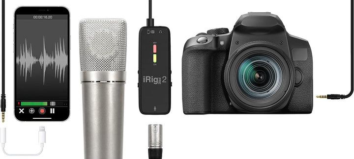 IK Multimedia iRig Pre 2 Mikrofon-Vorverstärker für Smartphones, Tablets und Videokameras, IP-IRIG-