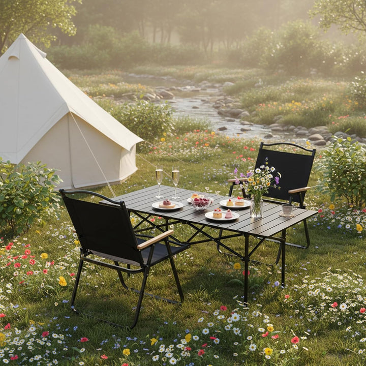 Eisen Klappbarer Camping Tisch, Klapptisch für Garten, Outdoor Beistelltisch Faltbar, Ultraleicht, C
