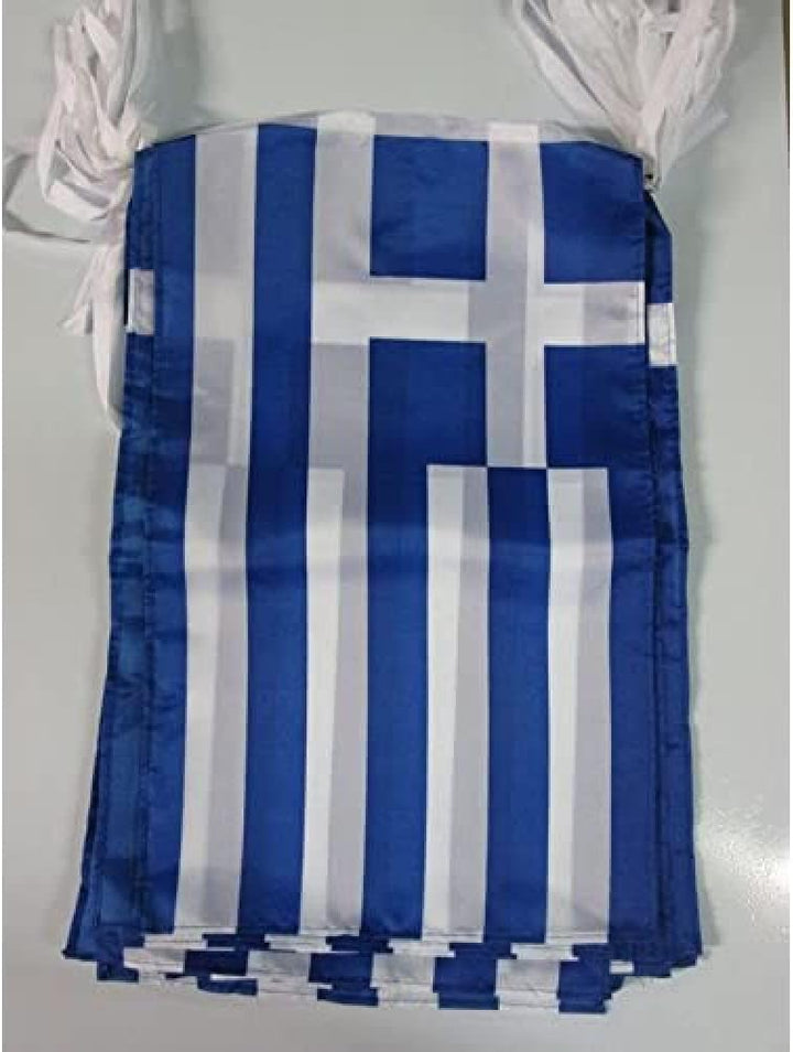 AZ FLAG FAHNENKETTE GRIECHENLAND 12 Meter mit 20 flaggen 45x30cm- GRIECHISCHE Girlande Flaggenkette