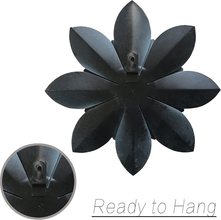 Picfarce Schwarze MetallBlumenWandkunstDekoration, 24,1 cm, rustikale, moderne Blumenskulptur, UsedL