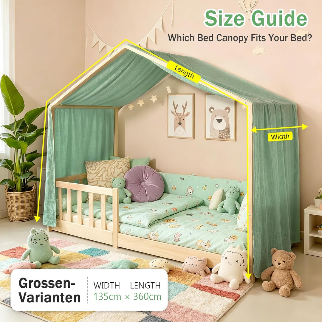 Baldachin aus 100% Baumwolle für Kinderzimmer Betthimmel für Hausbett & Kinderbett Himmelbett Vorhän