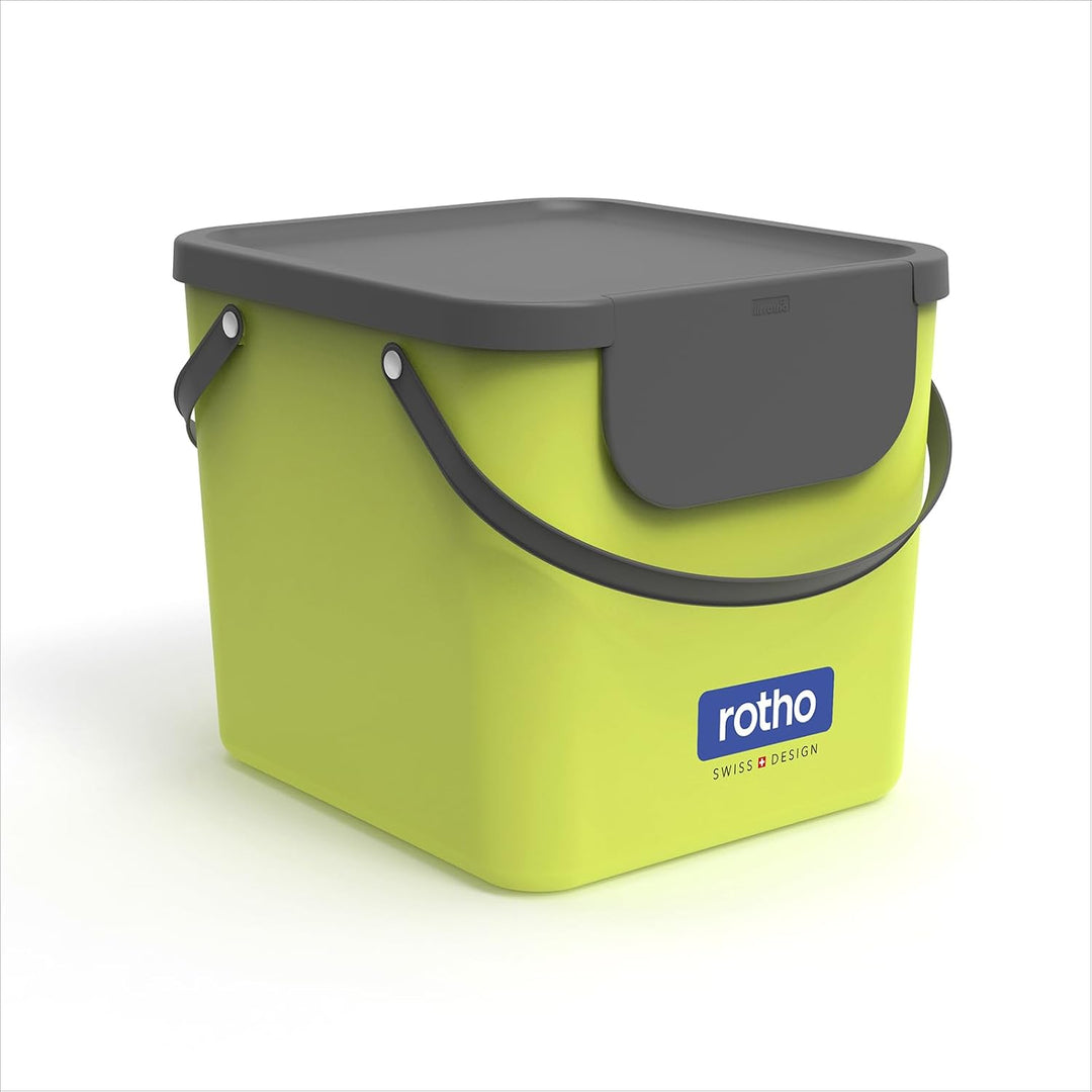 Rotho Albula Mülltrennungssystem 40l für die Küche, Kunststoff (PP) BPA-frei, hellgrün/anthrazit, 40