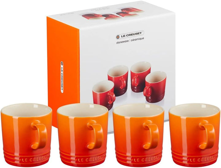 Le Creuset 4er-Set Becher aus Steinzeug, je 350 ml, Ofenrot, 79113350900000 Ofenrot 350 ml 4er-Set,