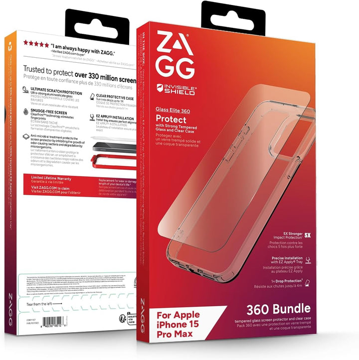 ZAGG InvisibleShield 360 Bundle für iPhone 15 Pro Max Full Protection