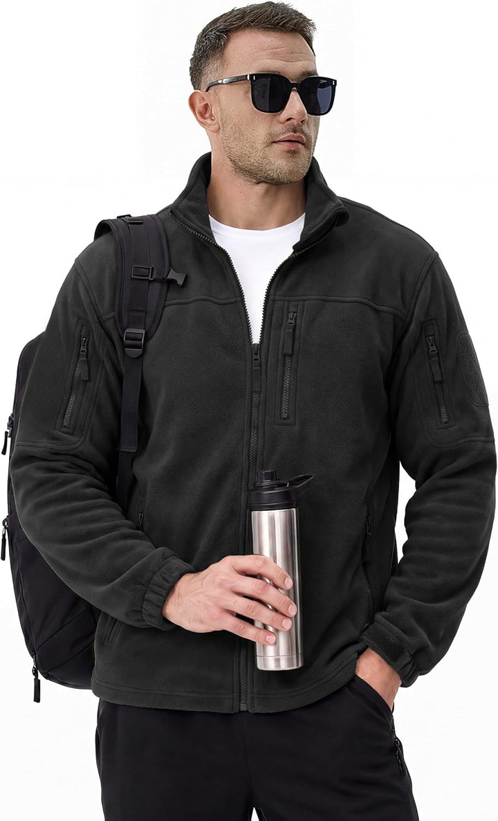 TACVASEN Herren Militär Outdoor Fleecejacke Warme Taktische Jacke Fleece Jacket S Schwarz, S Schwarz