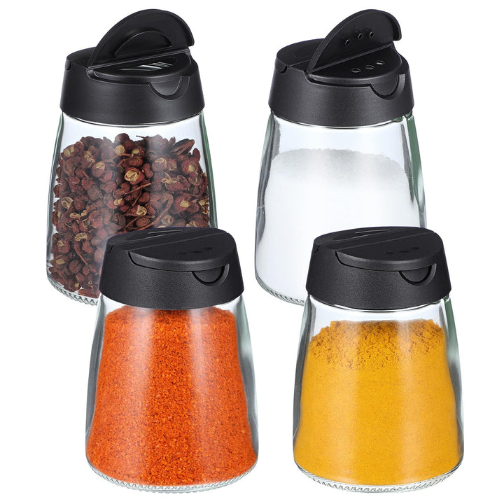 HEMOTON 4 Stücke Gewürzgläser Mit Doppeldeckel, 150ml Glasflaschen Gewürzbehälter Für Salz Pfeffer,