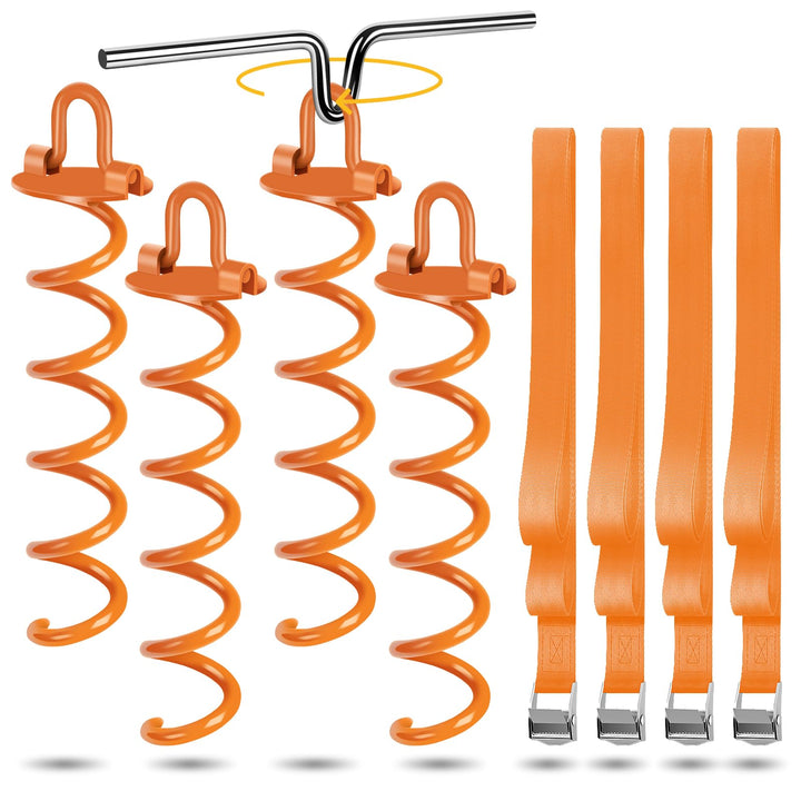 Kamfwert Bodenanker Erdanker für Trampolin, Gartenhaus, Schaukeln | 4 Trampolin Bodenanker Set mit V