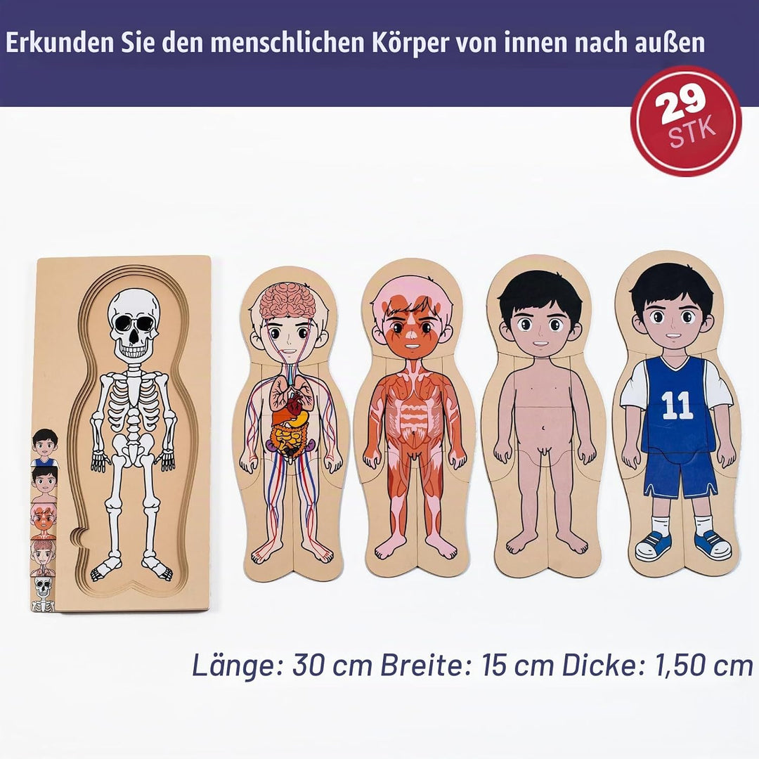 Meine Körperteile Puzzle für Kleinkinder Kinder Mädchen Jungen Montessori Holz Anatomie Puzzle 3-5 J
