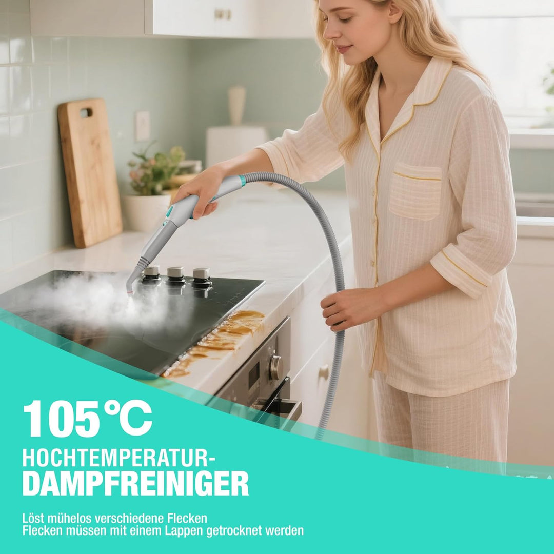 HAUSHOF Dampfreiniger 2000W, mit 1,5L Tank, max. 4,0 bar Dampfdruck, Aufheizzeit 8 Min, Dampfzeit bi