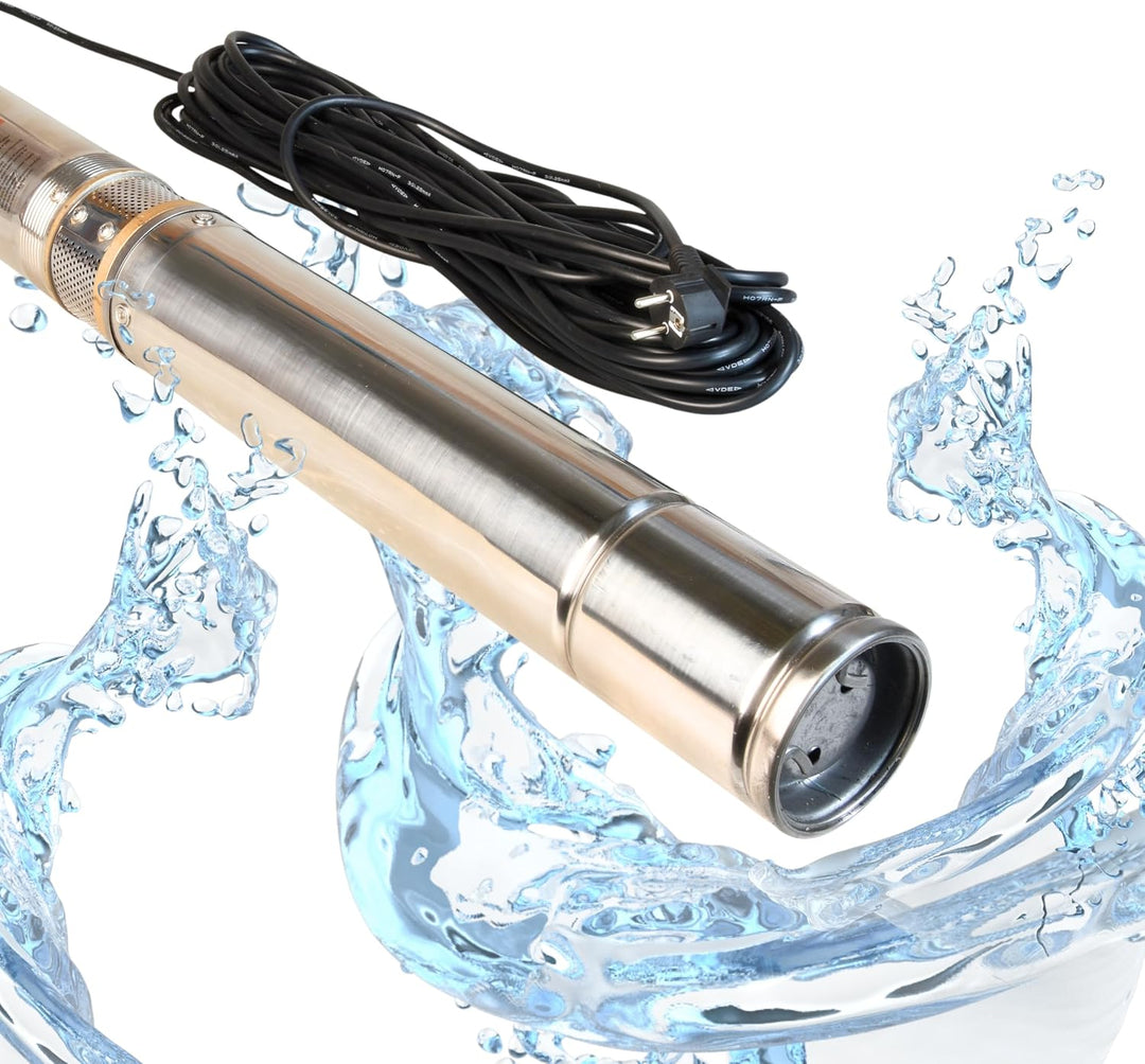 Tiefbrunnenpumpe Wasserpumpe 3" 2/12 (370W 4200l/h max Förderhöhe 46m) - Sandverträglich Edelstahl -
