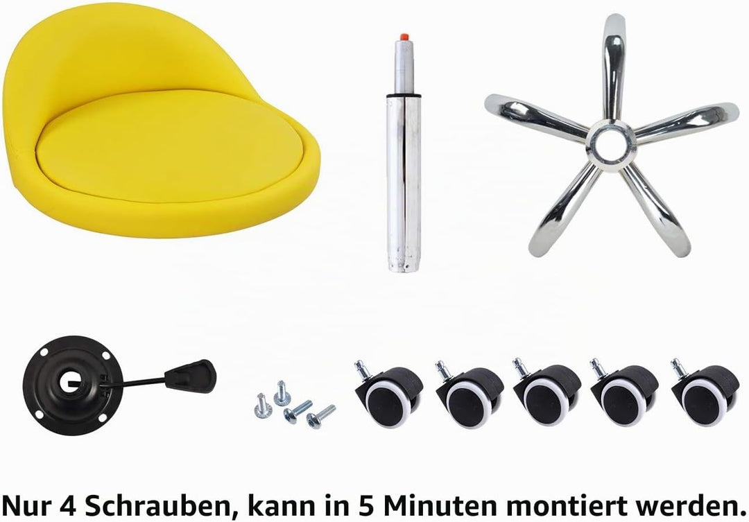 KKTONER Rollhocker mit Rückenlehne höhenverstellbar drehbar Arbeitshocker Drehhocker Rollhocker Büro