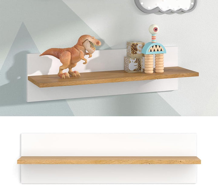 VitaliSpa Wandregal für das Kinderzimmer Malia, Weiss/Eiche, 70 x 20 cm, Weiss