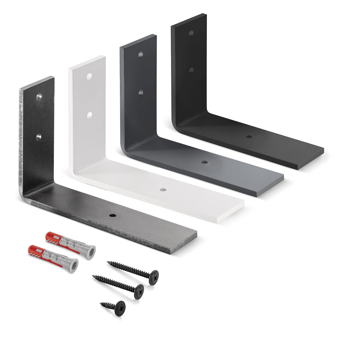 HOLZBRINK Regalträger Metall Regalhalter für Wandregal, Regalwinkel, weiss 150x100x40 mm, 4 Stück, H