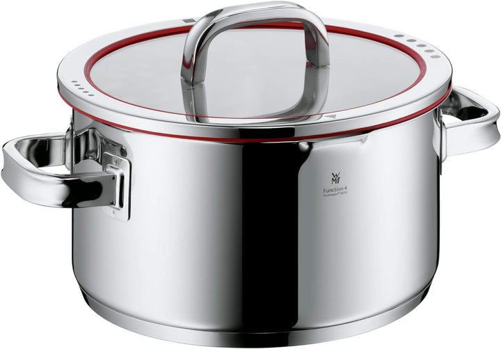 WMF Function 4 Topfset Induktion 5-teilig, Glasdeckel mit 4 Abgiessfunktionen, Cromargan Edelstahl p