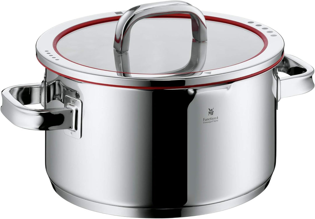 WMF Function 4 Topfset Induktion 4-teilig, Cromargan Edelstahl poliert, Glasdeckel mit 4 Abgiessfunk