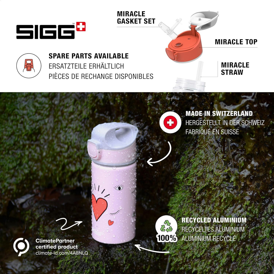 SIGG - Alu Trinkflasche Kinder - Miracle - Mit Trinkhalm - Auslaufsicher - Federleicht - BPA-frei -