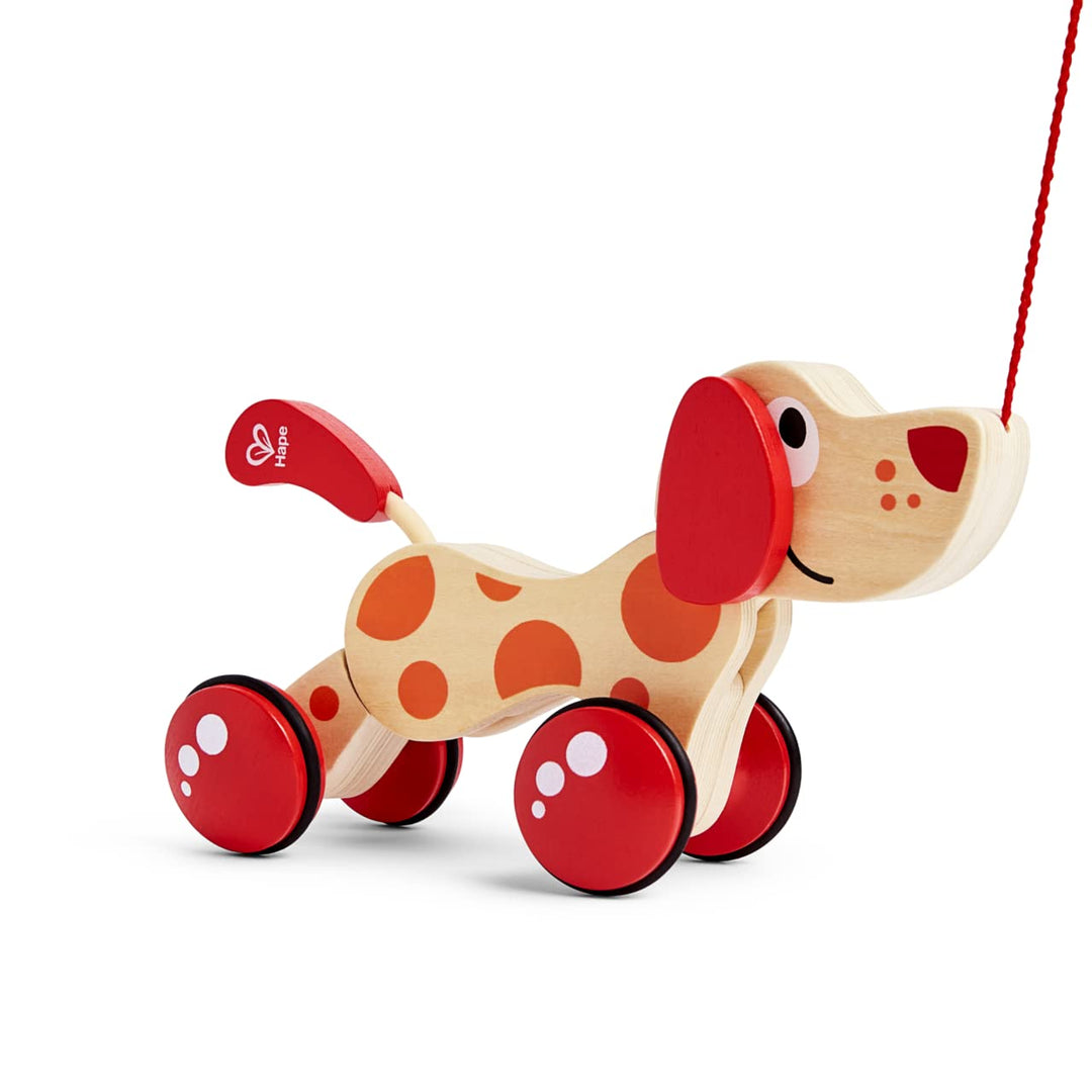 Hape Nachziehhund „Pepe“ – Holz Nachziehspielzeug, Lauflern-Begleiter zur Förderung von Motorik und