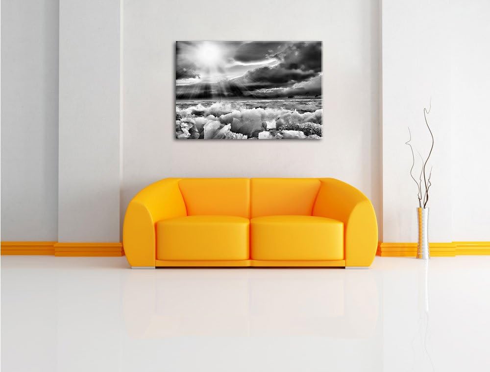 Pixxprint Monocrome, Blaues Polareis im Sonnenschein als Leinwandbild/Grösse: 100x70 / Wandbild/Kuns