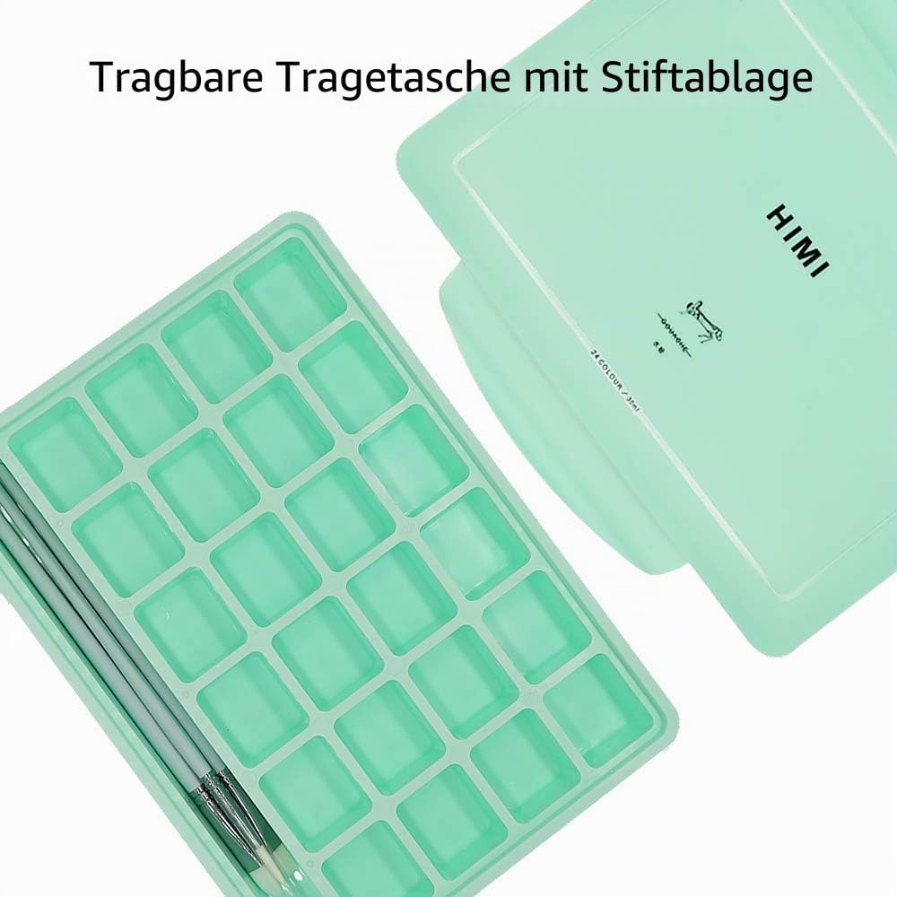 HIMI Gouache-Farbenset, 24 Farben x 30 ml, einzigartiges Geleebecher-Design mit 3 Malpinseln und ein