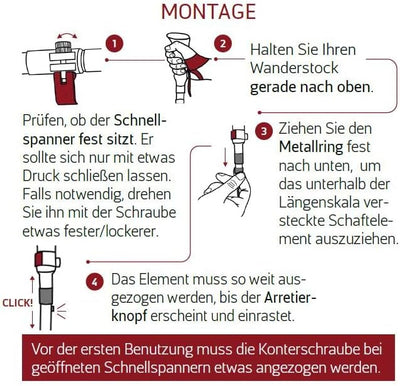 Rothwild Wanderstöcke, Modell Platzhirsch, Faltbare Carbon-Trekkingstöcke mit Kork-Griff, für Damen