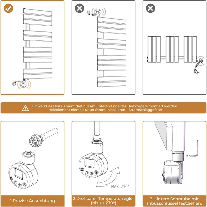 S'AFIELINA Badheizkörper Elektrisch mit Thermostat Anthrazit 1041x600mm 600 Watt Handtuchheizkörper