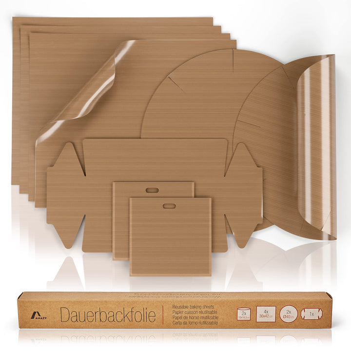 Amazy Dauerbackfolie für Backöfen (9er-Set) Premium wiederverwendbare Backpapier hitzebeständig, und