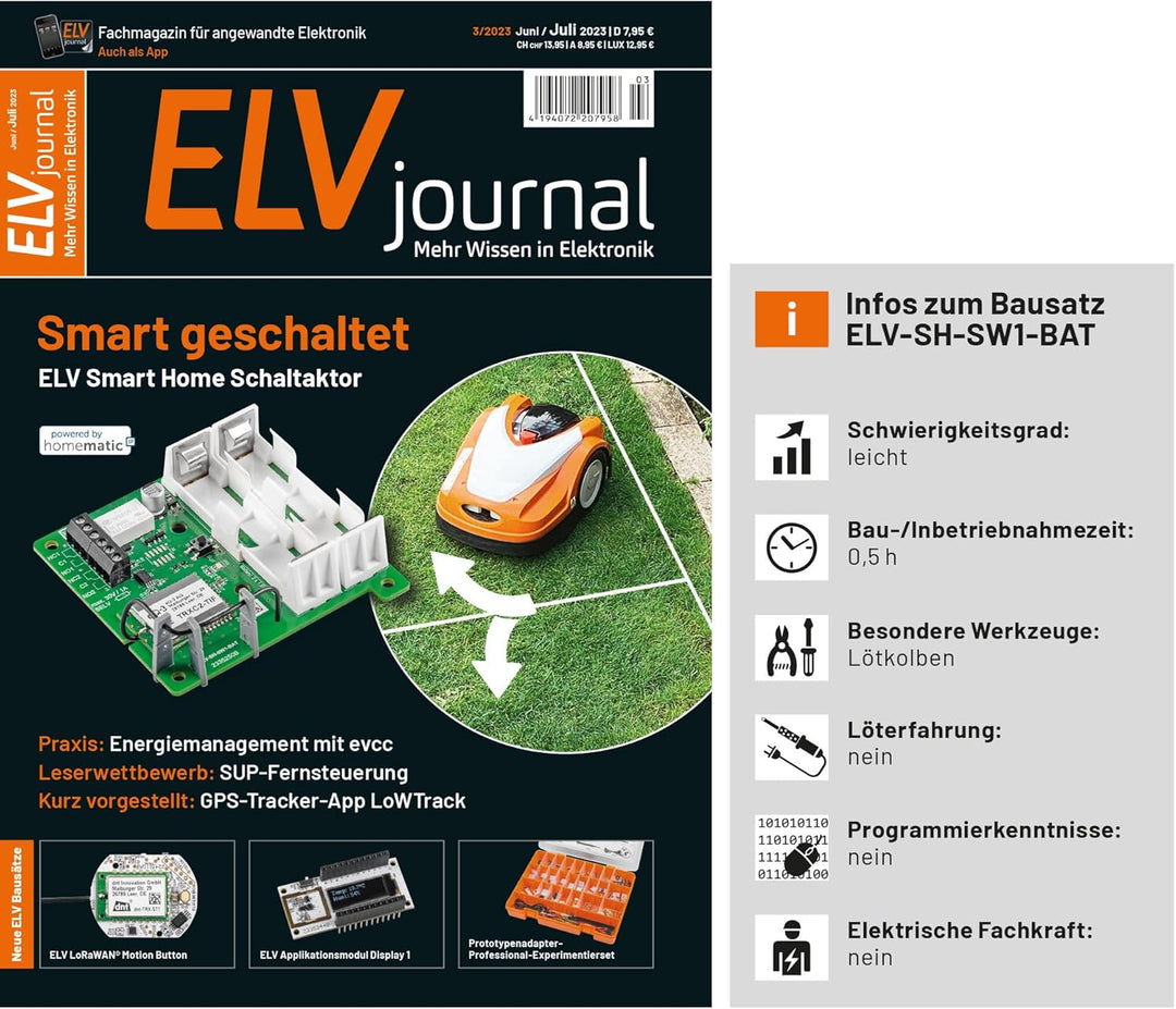 ELV Smart Home Bausatz batteriebetriebener Schaltaktor ELV-SH-SW1-BAT Powered by Homematic IP