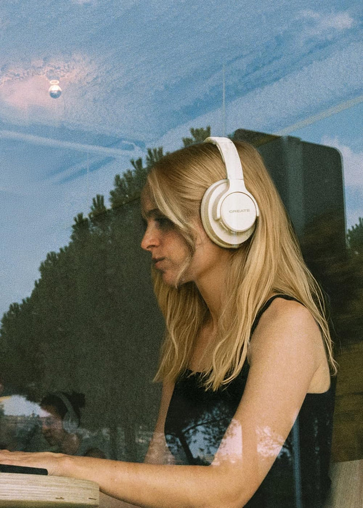 CREATE / Headphones ANC Studio/Kabellose Kopfhörer mit Kopfbügel Cremeweiss/Geräuschunterdrückung, z