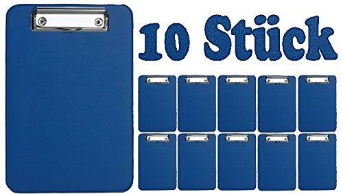 Klemmbrett DIN A5 Schreibplatte Clipboard (10 Stück | A5, blau)
