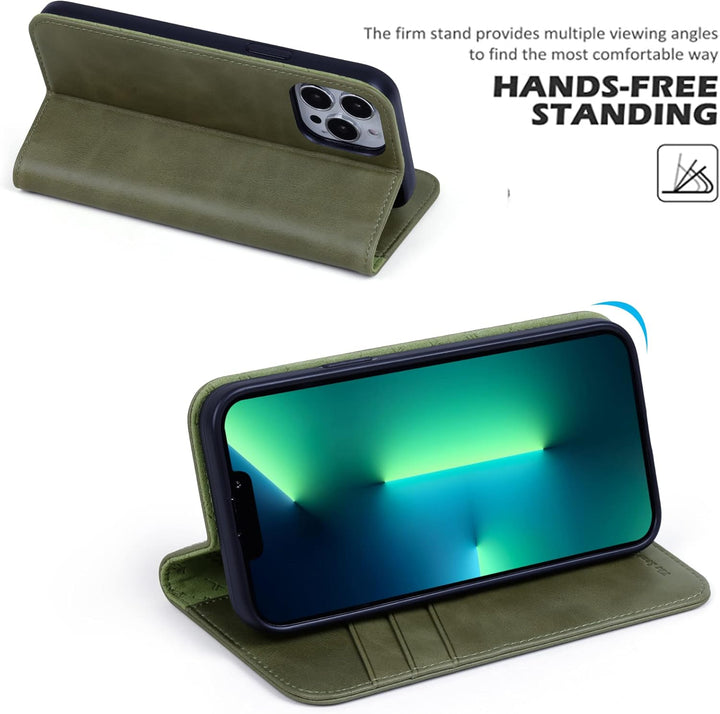 VISOUL Hülle für iPhone 13 Pro Handyhülle Schutzhülle TPU [Erstklassiges Echtleder] [Kartenfach] [Ma