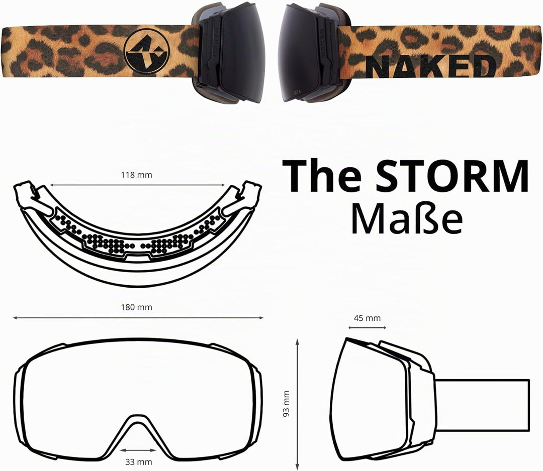 NAKED Optics® Skibrille Snowboard Brille für Damen und Herren - Verspiegelt mit Magnet-Wechselsystem