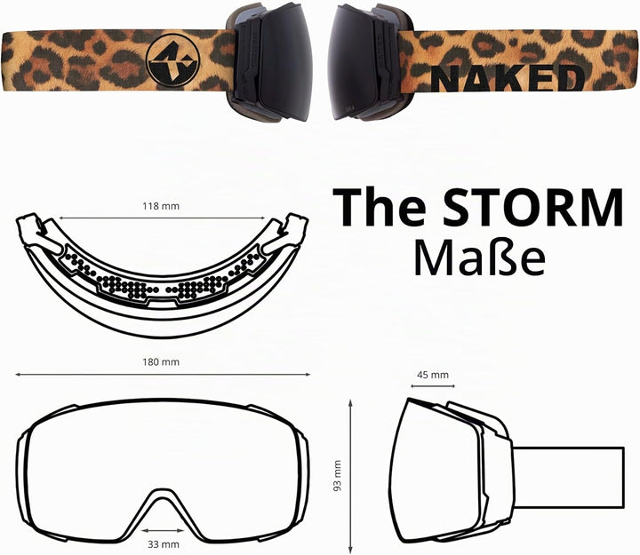 NAKED Optics® Skibrille Snowboard Brille für Damen und Herren - Verspiegelt mit Magnet-Wechselsystem