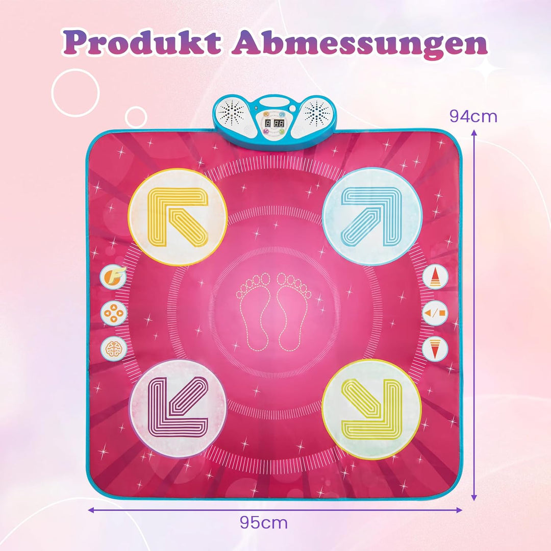 COSTWAY Tanzmatte Kinder, Musikmatte mit Led-Leuchten & Memory-Spiel & 8 Musik, Musik Matte, Geburts