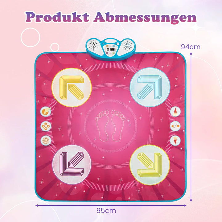 COSTWAY Tanzmatte Kinder, Musikmatte mit Led-Leuchten & Memory-Spiel & 8 Musik, Musik Matte, Geburts