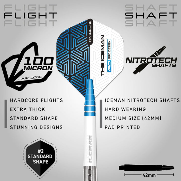 RED DRAGON Gerwyn Iceman Price Avalanche Pro Premium Tungsten Darts Set mit Flights und Stielen 18.0